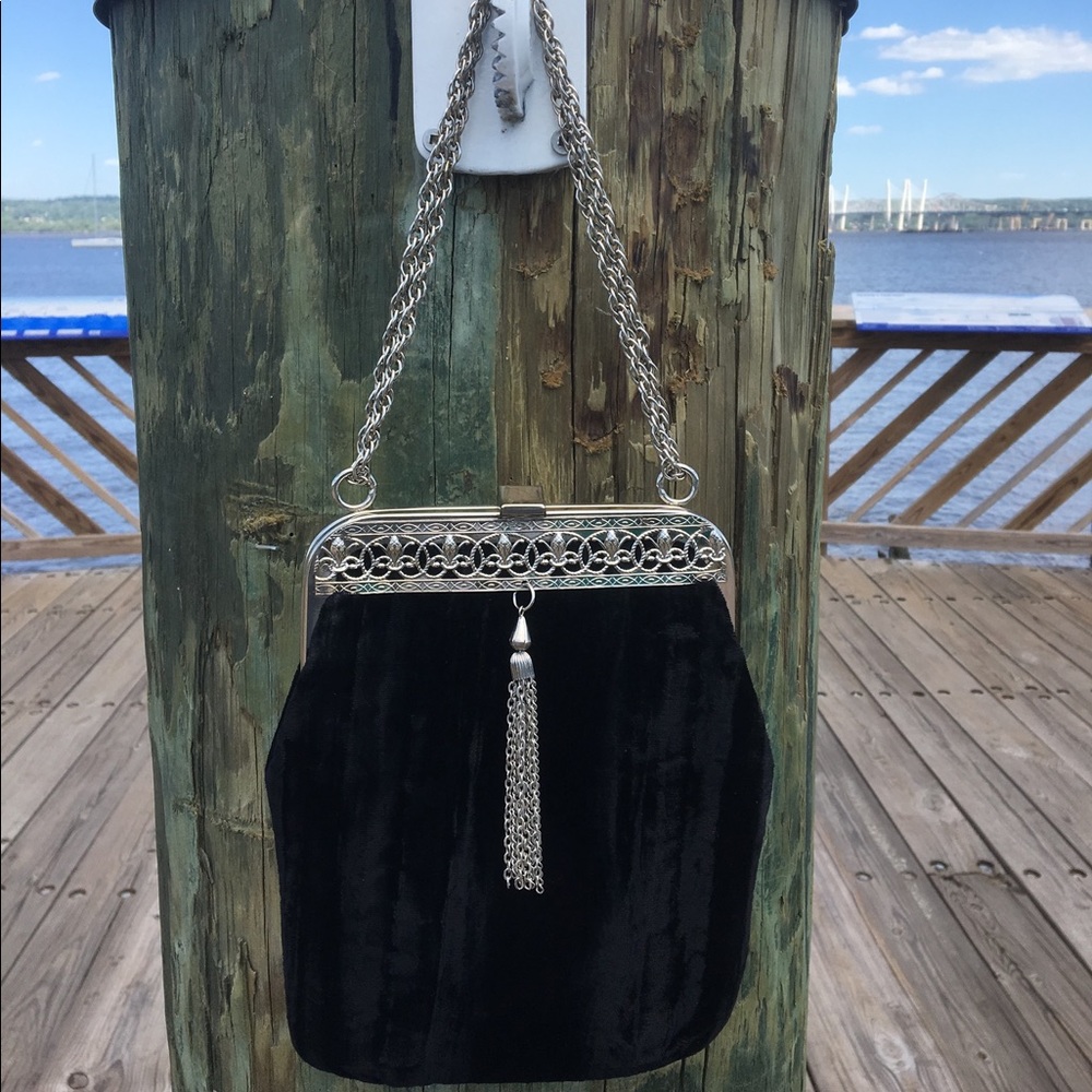 Vintage Velvet Purse with Silver Filagree